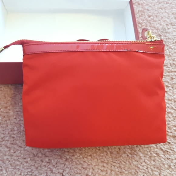 NWT Authentic Ferragamo Red Leather Nylon Pouch - Picture 3 of 8